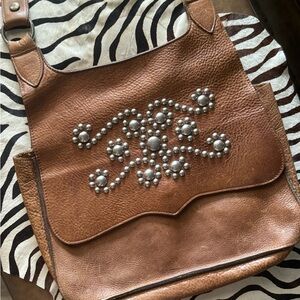 Vintage Two Bar West Leather Saddle Handbag / Purse